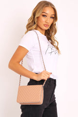 Pink Faux Leather Stud Trim Bag - Elexis