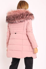 Pink Adjustable Back Long Puffer Coat - Maezie