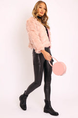 Light Pink Cropped Faux Fur Jacket - Gwen
