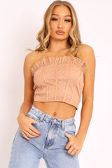 Nude Mesh Polka Seam Detail Bralet - Davis