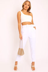 White One Shouldered Crop Top - Kamri