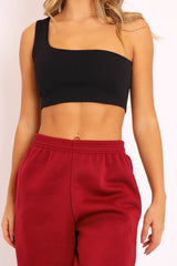 Black One Shouldered Crop Top - Kamri