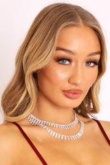 Silver Diamante Double Chain Necklace - Rhone
