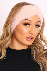 Pink Fluffy Knotted Front Headband - Candy