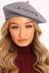 Grey Savage Slogan Beret - Darcey