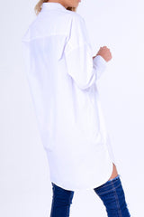 White Stud Detail Oversized Shirt Dress - Ivona