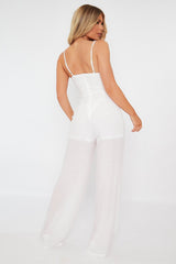 White Tie Detail Wide Leg Jumpsuit - Josilyn