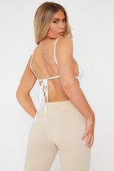 White Ruched Backless Crop Top - Sanne