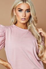 Pink Frill Detail Top & Shorts Co-Ords Set - Keiko