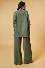 Khaki Textured Knit Trousers & Oversized Top Co-ord Set - Cecelia