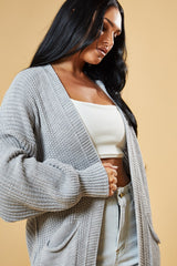 Light Grey Longline Knit  Maxi Cardigan - Ema