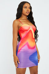 Multi Abstract Print Bodycon Mini Dress - Kim