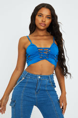Blue Knot Cut Out Crop Top - Paris