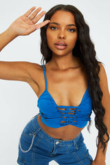 Blue Knot Cut Out Crop Top - Paris
