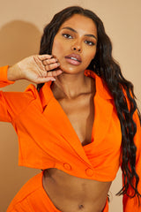 Orange Tailored Cropped Blazer - Pia