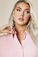 Light Pink Plisse Detail Frill Hem Oversized Dress - Sakura