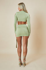 Sage Knot Detail Crop Top & Mini Skirt Set - Isabel