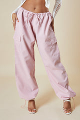Pink Toggle Detail Parachute Cargo Trousers - Ayana