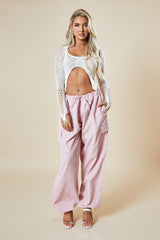 Cream Knit Front Cut Out Long Sleeve Crop Top - Bunko