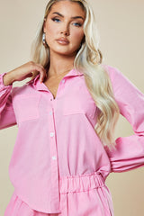 Pink Oversized Shirt & Shorts Co-ord Set - Kalina