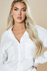 White Button Up Front Shirt & Shorts Co-ord Set - Hoshi