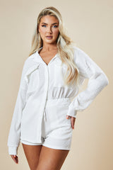 White Button Up Front Shirt & Shorts Co-ord Set - Hoshi