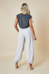 Light Grey Toggle Detail Parachute Cargo Trousers - Sadako