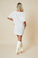 Cream Graphic Print T-shirt Dress - Milena