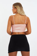 Pink Cowl Look Corset Crop Top - Liberty