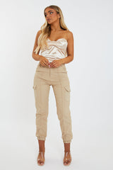 Champagne Slinky Corset Crop Top - Lydia