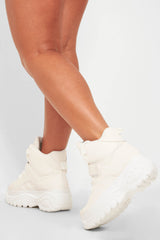 White Extreme Sole Chunky Lace Up Boots - Jaxson