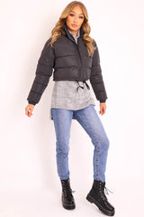 Black Padded Cropped Puffer Coat - Cameo