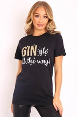 Black Glitter Christmas Slogan T-shirt - Nalanie