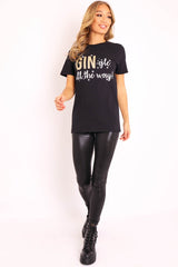 Black Glitter Christmas Slogan T-shirt - Nalanie