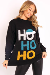 Black Tinsel 'Ho Ho Ho' Christmas Jumper - Mayana