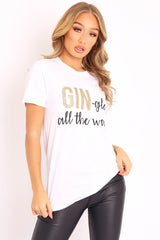 White Glitter Christmas Slogan T-shirt - Nalanie