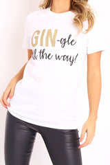 White Glitter Christmas Slogan T-shirt - Nalanie