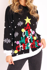 Black A Very Merry Christmas Slogan Jumper - Lotta