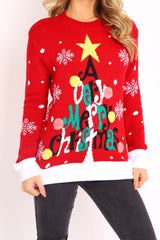 Red A Very Merry Christmas Slogan Jumper - Lotta