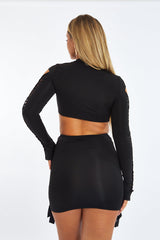 Black Knot Detail Crop Top & Mini Skirt Set - Isabel