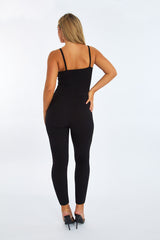 Black Rib Knit Cut Out Jumpsuit - Tamsin