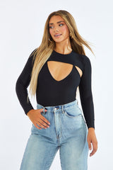 Black Cut Out Long Sleeve Bodysuit - Serenity