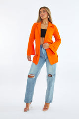 Orange Slit Detail Oversized Longline Blazer - Sibyl