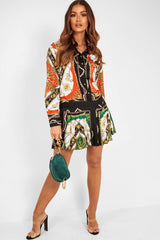 Black White Pinstripe Chain Print Insert Shirt - Georgena