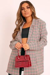 Wine Patent Croc Mini Box Bag - Tynley