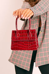Wine Patent Croc Mini Box Bag - Tynley