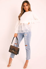 White Organza Peplum Hem Top - Juliette