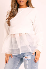 White Organza Peplum Hem Top - Juliette