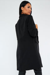 Black Longline Ruched Sleeves Blazer - Mharlie