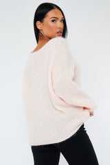 Blush Scoop Neck Fluffy Jumper - Ameliah